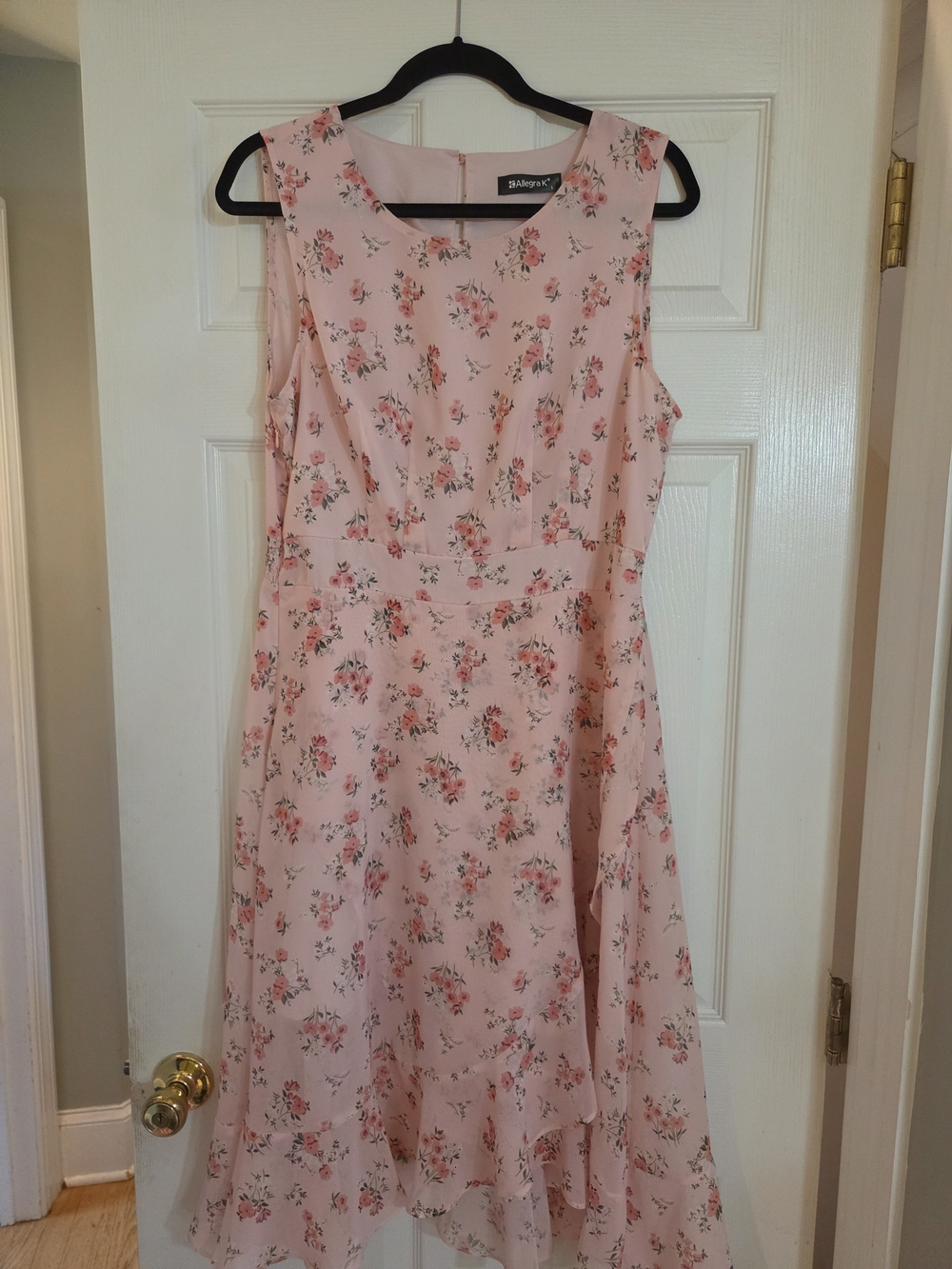Allegra K Pink Floral High-Low Midi Dress